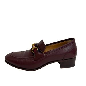 Pre-owned GUCCI Horsebit Sherry Line Loafers, size 23.5, Wine RED