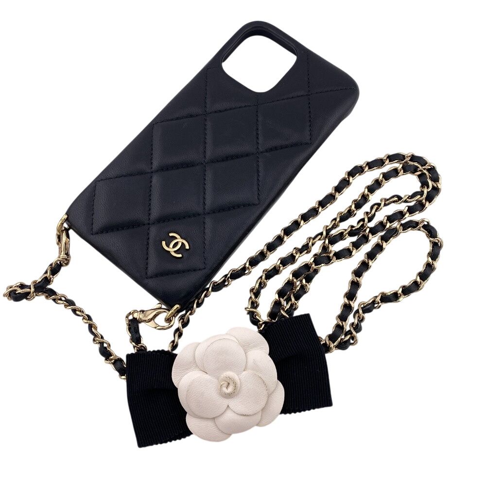 [Pre-owned] CHANEL Timeless Classic Matelasse iPhone Case, Black