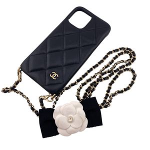 【중고】CHANEL 샤넬 타임리스 클래식 마트라세 iPhone 케이스 블랙