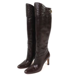 成色極佳的GUCCI 151606鱷魚皮長靴，深棕色，ブラウン，附防塵袋，義大利製造