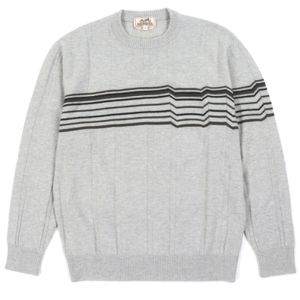 愛馬仕 (HERMES) 2024 秋冬系列 467210HA 羊毛羊絨混紡圓領套頭針織衫，灰色，S 碼，正品，意大利製造，男士款，成色極佳。