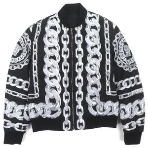 狀況極佳： VERSACE 2025SS 1018824 美杜莎鏈條印花雙面拉鍊絎縫短飛行員夾克，黑色，50 碼，含衣架，意大利製造正品。