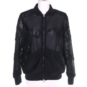 Herno 2023SS GI000193D Logo 網眼拉鍊短夾克，黑色，38 碼，義大利製造，正品，女款，推薦◎