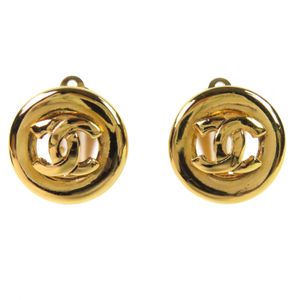 香奈兒 (CHANEL) 復古圓形 Coco Mark 耳夾，金色，成色極佳，左右耳均可佩戴，含原盒。強烈推薦女士佩戴。