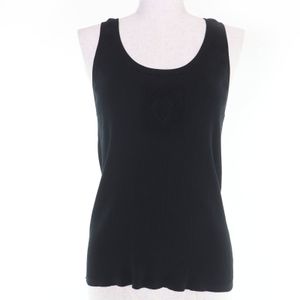 全新未使用 CHANEL P80152K11643 棉質 Coco Mark 無袖羅紋針織上衣，黑色，42 碼，義大利製造，女款