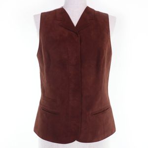 成色極佳的復古愛馬仕 (Hermès) MYTHOLOGIES DES HOMMES ROUGES “棕色男士的傳說”系列 100% 真絲馬吉拉 (Margiela) 時期皮革背心，ブラウン，法國製造，正品，女款