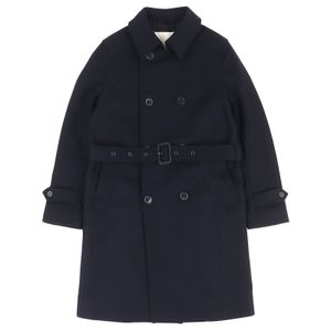 成色極佳的 Mackintosh GM-079 100% 羊毛雙排扣長款大衣，配有品牌標誌紐帶和腰帶，海軍藍，尺寸 34，英國製造，正品，男士款