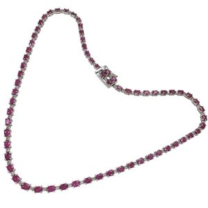 二手紅寶石鑽石項鍊，18K 白金材質，20.5 克，41 厘米，女士款。