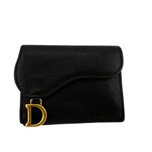 二手Christian Dior 克里斯汀·迪奧馬鞍形迷你錢包，三折錢包，品牌錢包，零錢包，鈔票夾，黑色