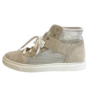 Pre-owned CHANEL 24.0 High-Top Coco Mark Sneakers in Beige