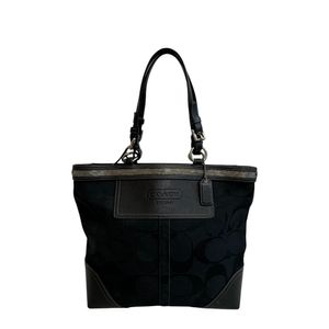 【중고】 COACH 코치 10445 어깨걸이 숄더 2way 시그니처 토트 백 가방 가방 브랜드 숄더 블랙