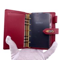 【중고】Burberrys 버버리즈 체크 수첩 커버 브랜드 RED