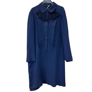 [Pre-owned] MIUMIU Miu Miu Long Sleeve Ruffle Shirt Dress in Navy