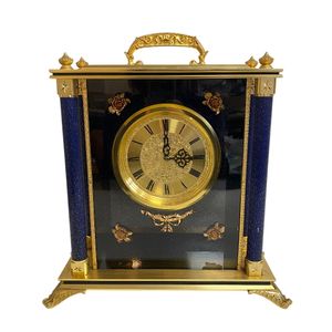 【중고】SEIKO 세이코 QW416G 전지식 3침 골동품 쇼와 레트로 고급 호화 장미 탁상시계 골드