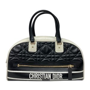二手Christian Dior 克里斯汀·迪奧 Vibe 保齡球包，藤格紋，手提包，黑色
