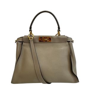 二手FENDI Peekaboo Regular 两用肩背包/手提包 (8BN290) 灰色