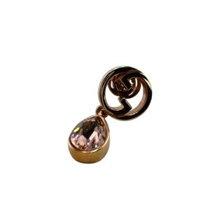 【중고】GUCCI 구찌 인터로킹 G크리스탈 드롭 피어스 한쪽만 브론디 피어스 브랜드 쥬얼리 액세서리 핑크