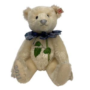 【중고】Steiff 슈타이프 블루 로즈 테디 베어 2011 아시아 한정 1500체 No.00093 677144 봉제인형 아이보리