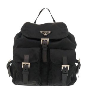 Prada 小號 Re-Nylon 雙肩包 BZ6677，尼龍和皮革材質，黑色，雙肩包，日用包，黑色，0653 [二手] 狀況極佳
