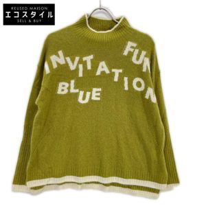 Sesica Blue 7345-51705 Green English Letters Bicolor Stand Knit 42 [Used]