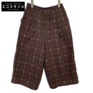 임 03228547 꽃무늬 와이드 크롭드 팬츠 40【중고】