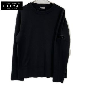Dior [Excellent Condition/Domestic Authentic] 933M647AT313 Wool and Silk Patch Logo Knit Sweater, Size XL [Pre-owned]