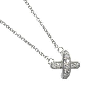 蒂芙尼 (Tiffany & Co.) 十字绣项链，Pt950 铂金 x 钻石，约 4.1 克，女士款 [二手]