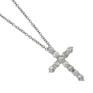 蒂芙尼 (Tiffany & Co.) 铂金镶钻小十字架项链，950铂金材质，约3.46克，女士款 [二手]