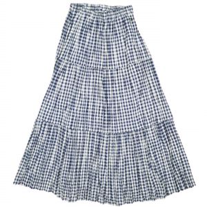 RockMount American-made Gingham Check Long Tiered Skirt SP9999 S NAVY/WHITE MADE IN USA [Pre-owned] [RockMount]