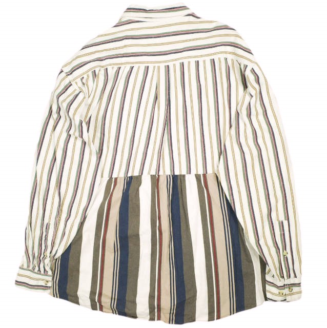 MALION vintage マリオンヴィンテージ リメイクストライプBDシャツ Free BEIGE 長袖 再構築 トップス【中古】【MALION vintage】 MALION vintage マリオンヴィンテージ リメイクストライプBDシャツ