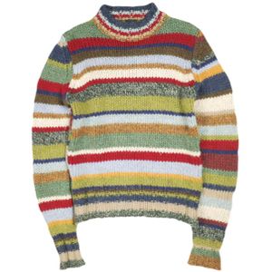 D&G Made in Italy Multi-Border High-Neck Low-Gauge Knit Sweater, Size 46 (32), Murti Sweater, DOLCE&GABBANA Tops [Pre-owned] [D&G]