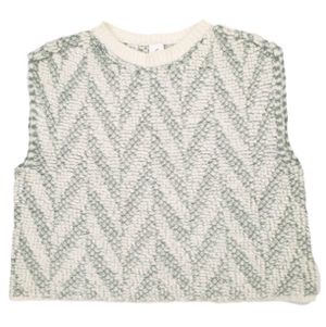 6 ROKU BEAUTY&YOUTH UNITED ARROWS Made in Japan JACQUARD KNIT NO SLEEVE PULLOVER 8618-299-0070 Free IVORY/GRAY Sweater Vest Top [Pre-owned] [6 ROKU BEAUTY&YOUTH]