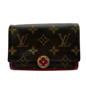 【중고】 LOUIS VUITTON M64587 포르토포유 플로르 컴팩트 컴팩트 지갑 모노그램 접이식 지갑 지갑 지갑 브랜드 동전 지갑 ブラウン