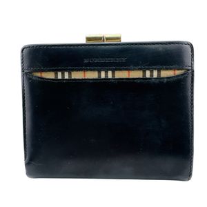 【중고】BURBERRY 버버리 가마구치 노바 체크 이중 지갑 지갑 지갑 지갑 지갑 지갑 블랙