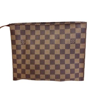 【중고】 LOUIS VUITTON 포쉬 트와렛트 26 한정 세컨드 백 메이크업 파우치 다미에 클러치 백 가방 가방 브랜드 세컨드 ブラウン