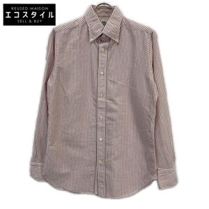 Bolzonella Pink x White Cotton Stripe Button Down Shirt, Made in Italy, Size 39 [Used]