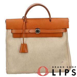 Hermes Herbag Ad PM Toile GM/Calfskin Women's Shoulder Bag
NATURAL[Used]