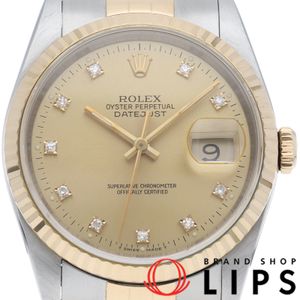Rolex Datejust Men's Watch 10P Diamond Datejust Mens 16233G(L) K18YG/SS Men's Watch Champagne Color Finish 1990 Excellent Condition [Used]