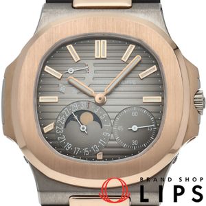 Patek Philippe Nautilus Petit Complication 5712GR-001, Box, Warranty, K18PG/K18WG/Leather, Men's Watch, Gray, Excellent Condition [Pre-owned]