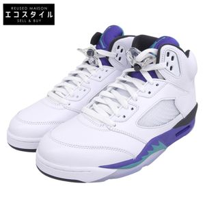 Nike AIR JORDAN 5 RETRO OG Shoes, Men's, White New Emerald-Grape Ice-Black, Size 9.5 (US), HQ7978-100 [Used]