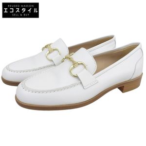 Luca Grossi Women's Bit Loafers with Heel Accent, White, Size 36 1/2 (L71641 WH-020) - Excellent Condition [Used]