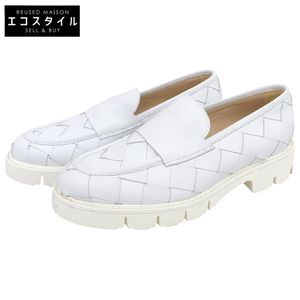 Luca Grossi, like new, woven loafers, women's leather shoes, white, size 36, K356M (Used)