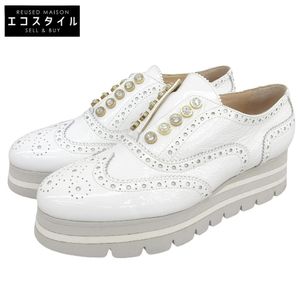 Luca Grossi, like new, medallion-embellished loafers, women's leather shoes, white, size 37, F623 (Used)