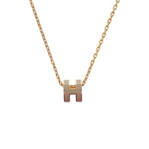 Like New Hermes Mini Pop H Metal Marron Glacé Necklace 0489 [Used] HERMES