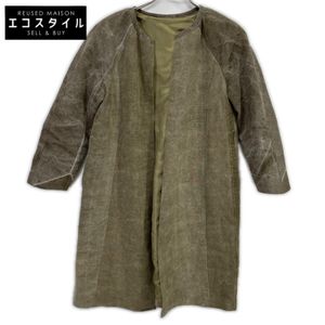 Vincent Jalbert 米色 100% 亞麻復古無領大衣 40 碼 [二手]