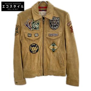 Avirex 6121008 駝色小牛皮拼接夾克 M 碼 [二手]