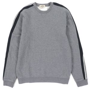 成色極佳 ▼愛馬仕 Hermes 21AW Run H 100%純棉圓領抓絨套頭衛衣 灰色 M碼 義大利製 正品 男款