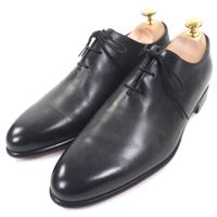 狀況極佳 ▼BERLUTI Berluti Alessandro Gale Scritto 皮革書法素麵繫帶牛津鞋，黑色，6.5 碼，附防塵袋，義大利製造，男款。