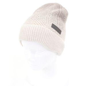 全新 □ BERLUTI 100% 羊絨顏色Logo 皮革貼片針織帽 米色，附原廠盒 義大利製造 正品 男士