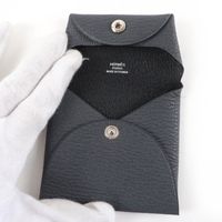 全新未使用☆愛馬仕 Bastia Verso Chevre Gris Misty Noir 零錢包，附 W 印記，含原廠盒，法國製造，女士款